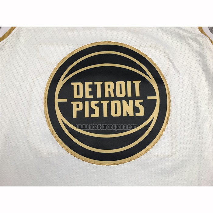 Camiseta Golden Edition Detroit Pistons Derrick Rose  NO 25 Blanco